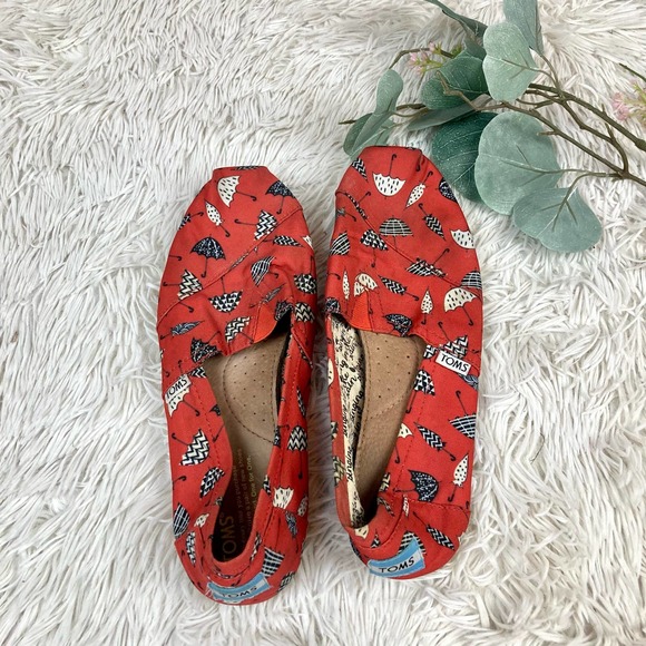 Toms Umbrella Rain Print Canvas Flat Shoes - Picture 3 of 7